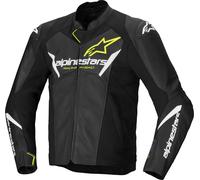 Alpinestars Faster V3 Airflow Giacca in pelle / tessuto da moto traforata, nero-giallo, taglia 54 per maschi