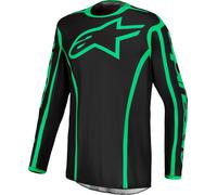 Alpinestars Fluid Apex V2 Maglia Motocross, nero/verde neon, Taglia L