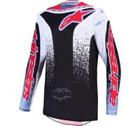 Alpinestars Fluid Drag Maglia Motocross, nero/bianco/rosso/blu, Taglia L