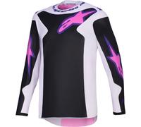 Maglia da motocross Alpinestars Fluid Grid nera-grigio chiaro-viola S