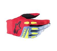 Alpinestars Full Bore 2024 guanti da motocross per bambini blu chiaro-rosso-giallo fluo-nero S