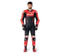 Alpinestars GP R7 1PC Tuta in pelle, design pronto per la gara, certificazione CE, ventilazione avanzata, protezione superiore, Nero/Rosso medio, 48