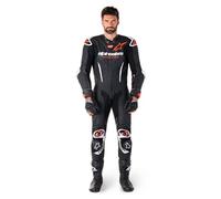 Alpinestars GP R7 1PC Tuta in pelle, design pronto per la gara, certificazione CE, ventilazione avanzata, protezione superiore, Nero/Bianco/Rosso Fluo, 48