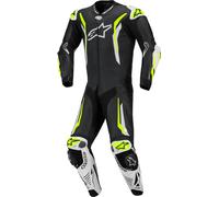 Alpinestars GP Tech V5 Tuta in pelle da moto perforata da 1 pezzo, nero-bianco-giallo, taglia 54 per maschi