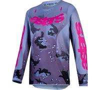 Alpinestars Fluid Lone Maglia giovanile di motocross, grigio/viola, Taglia S