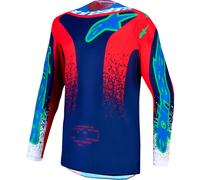 Alpinestars Fluid Drag Maglia giovanile di motocross, blu/rosso/bianco, Taglia M
