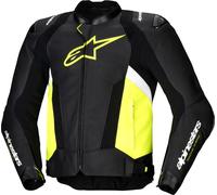 Alpinestars Missile V3 Airflow giacca in pelle da moto traforata, nero-bianco-giallo, taglia 56 per maschi