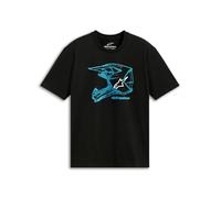 Alpinestars MX Helmet CSF Tee, Motorcycle Powersports Casual Shirt, Soft Hand Print, 60/40 Combed Cotton-Poly, XL, Black/Blue