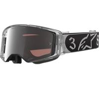 Occhiali da motocross Alpinestars Supertech Vision DNGR38 XXV nero-argento con plexiglass specchiato argento