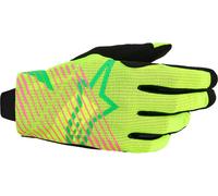 Guanti da motocross Alpinestars Radar Pro verde-giallo fluo-rosa fluo 2XL