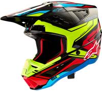 Alpinestars S-M5 Action 2, casco da motocross XS male Nero/Giallo Fluo/Rosso/Blu