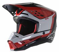 Alpinestars S-M5 Beam Helmet ECE MX Helmet Nero Grigio Rosso Lucido (1313)
