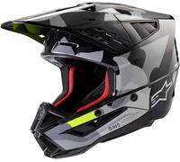 Alpinestars S-M5 Rover 2, casco da motocross M male Grigio Scuro/Argento/Giallo Fluo