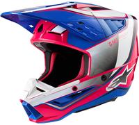 Alpinestars S-M5 Sail 2024 Casco Motocross, bianco-rosa-blu, taglia L per maschi