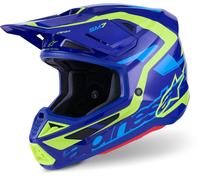 Alpinestars S-M7 Deed Casco da motocross, blu/giallo, Taglia S (55/56)
