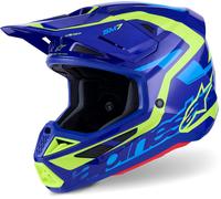 Alpinestars S-M7 Deed Casco da motocross, blu-giallo, taglia L per maschi