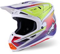 Alpinestars S-M7 Fuse Casco da motocross, bianco/multicolore, Taglia M (57/58)
