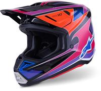 Alpinestars S-M7 Fuse Casco da motocross, blu/viola, Taglia XL (61/62)