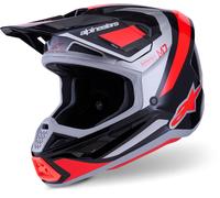 Alpinestars S-M7 Rise Casco da motocross, nero-rosso-argento, taglia 2XL per maschi