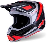 Alpinestars S-M7 Rise, casco da motocross XS female Nero/Argento/Rosso Fluo