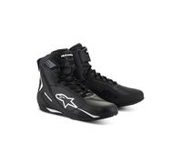 Alpinestars Scarpe da moto Faster-4, leggere e traspiranti, costruzione a maglia senza cuciture e protezione avanzata, Nero/Bianco, 12.5