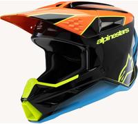 Alpinestars SM3 Fray Casco da motocross giovanile, nero/blu/giallo, Taglia Y/M (50/51)