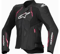 Alpinestars Stella Dusk Giacca in pelle da moto da donna, nero-rosa, taglia 48 per donne