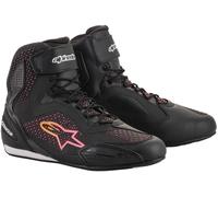 Alpinestars Stella Faster 3 Rideknit Scarpe da moto da donna, nero-rosa-giallo, taglia 37 38 per donne
