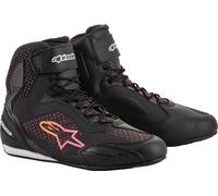 Alpinestars Stella Faster 3 Rideknit Scarpe da moto da donna, nero-rosa-giallo, taglia 42 43 per donne