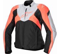 Alpinestars Stella T-Jaws V4 impermeabile Giacca tessile moto da donna, Nero/Grigio Chiaro/Corallo Fluo, Taglia XXL