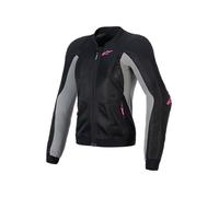 Alpinestars Stella Troop Air Jacket - Giacca da motociclista da donna ventilata per comfort estivo, Nero/Grigio cenere/Rosa Fluo, Small