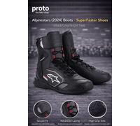 Alpinestars Superfaster Stivali Scarpe (2024) Nero/Grey/Rosso Vivo