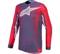 Alpinestars Supertech Hiten AFD Maglia Motocross, grigio/rosso, Taglia L