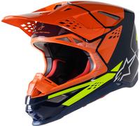 Alpinestars Supertech M8 Factory Casco Motocross, blu-arancione, taglia 2XL