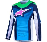 Alpinestars Supertech Maven Maglia giovanile di motocross, bianco/blu/verde, Taglia M