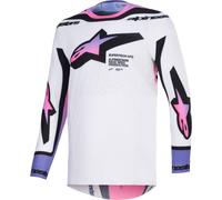 Alpinestars Supertech Pro Vista Maglia da motocross, bianco-porpora, taglia M per maschi