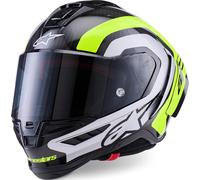 Alpinestars Supertech R10 Arius Carbon Elmetto, nero/bianco/giallo neon, Taglia S (55/56)