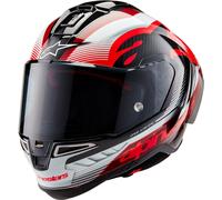Alpinestars Supertech R10 Team Carbon Casco, nero-bianco-rosso, taglia L per maschi