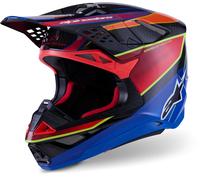 Alpinestars Supertech S-M10 Era, casco da motocross S male Blu/Rosso/Giallo Fluo/Nero