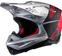 Alpinestars Casco da motocross Supertech S-M10 Flood 2024 nero-rosso-argento Taglia XS Uomo