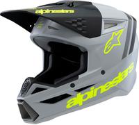 Alpinestars Supertech S-M3 Radium, casco da motocross per giovan S male Opaco Grigio/Nero/Giallo Fluo
