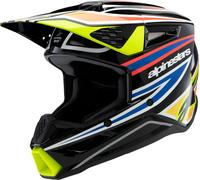 Alpinestars Supertech S-M3 Wurx, casco da motocross per giovani M male Nero/Giallo Fluo/Blu