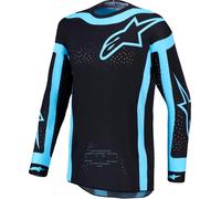 Alpinestars Supertech Vesta Maglia Motocross, nero/turchese, Taglia M