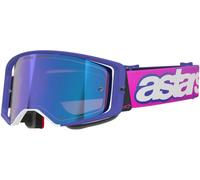 Occhiali da motocross Alpinestars Supertech Vision Vista viola-rosa fluo con lente blu a specchio