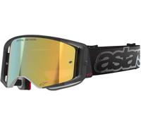 Occhiali da motocross Alpinestars Supertech Vision Vista neri con lente specchiata dorata