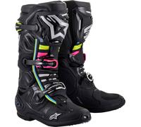 Alpinestars Tech 10 Supervented, stivali 14 US male Nero/Bianco/Giallo/Verde/Fucsia