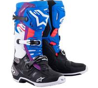 Alpinestars Tech 10 Supervented Stivali da moto perforati blu-viola-rosa-bianco-grigio-nero 44,5