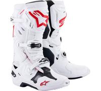 Alpinestars Tech 10 Supervented Stivali da motocross, bianco-rosso, taglia 43 per maschi