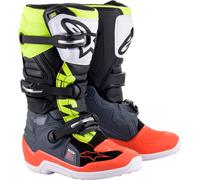 Alpinestars Tech 7S S25, stivali giovani 2 US male Grigio Scuro/Rosso Fluo/Giallo Fluo