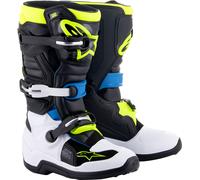 Alpinestars Tech 7S S25, stivali giovani 3 US male Nero/Bianco/Blu/Giallo Fluo